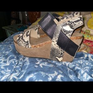 Snake skin print wedges